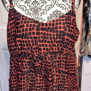 Island Escape Red and Black Patterned Dress